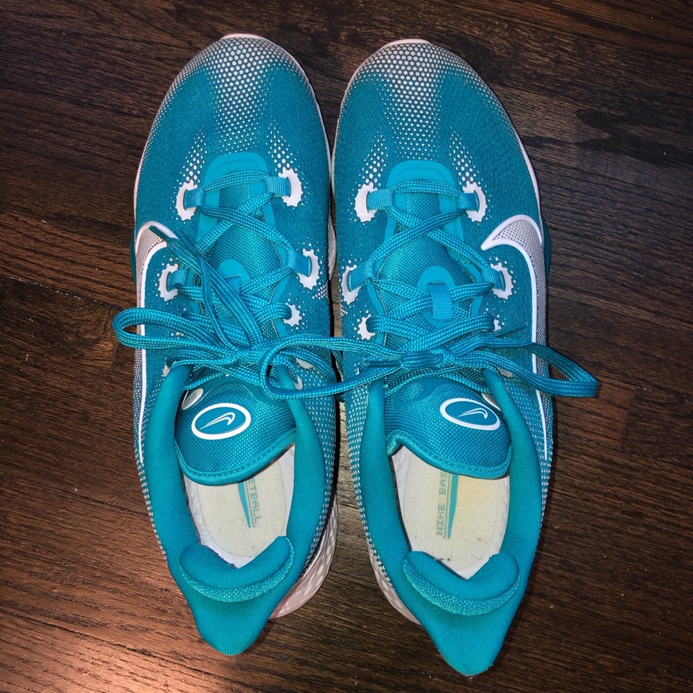 Nike Air Zoom Mens BB Teal and White Basketball Shoes size 11 - Picture 4 of 13